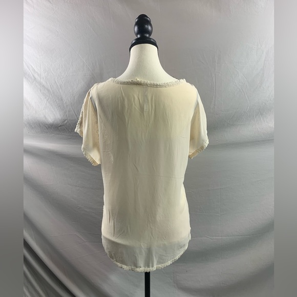Cream Crocheted Short Sleeve Top - Picture 4 of 4